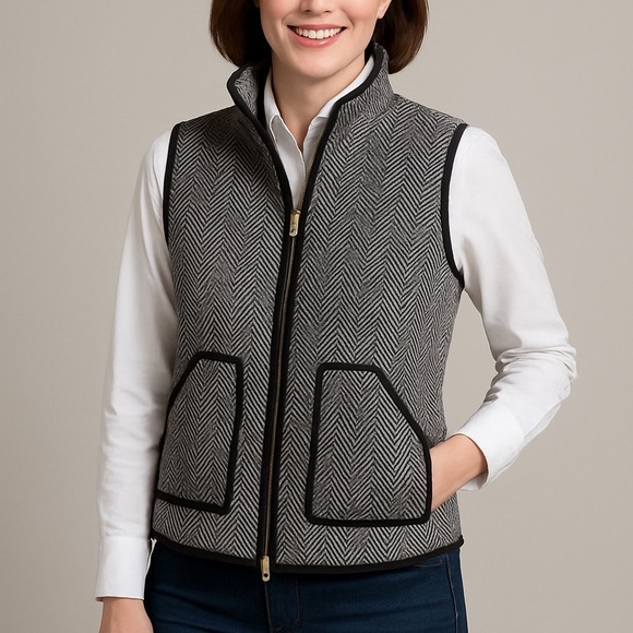 J. Crew Gray & Black Herringbone Vest - Picture 2 of 5